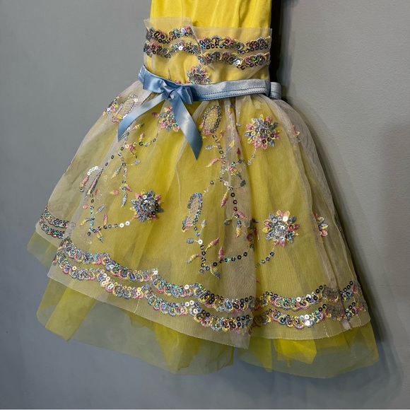 Weissman Dance Solo Yellow & Baby Blue Ballet Costume XS (4-5) with Hair Piece - Picture 4 of 13